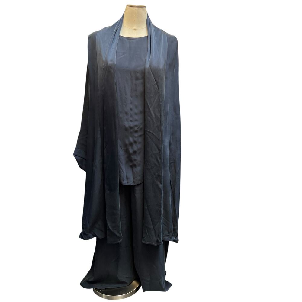 J. Peterman 100% Silk 3 Piece Lounge Set Shawl Tank Pants Medium Large XL